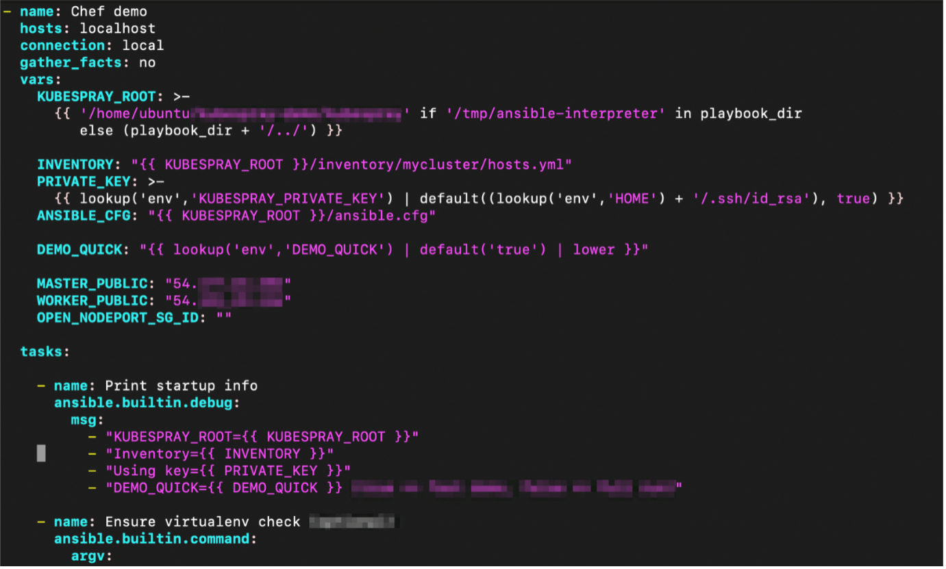 Kubespray Code Screenshot displaying various lines of code in different colors